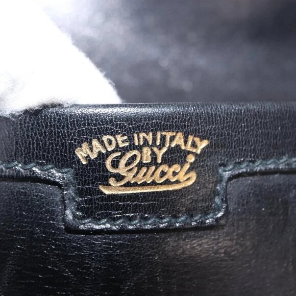 GUCCI Interlocking Shoulder Bag Leather Black Gold Auth fm4898 - Picture 10 of 16